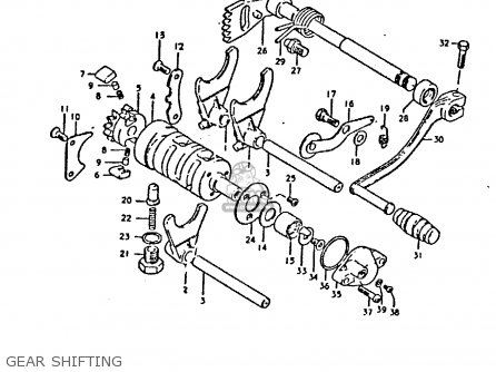 GEAR SHIFTING - TS250ER 1980 (T) (01 02 E04 E09 E16 E17 E18 E21 E22 E24 E30 E39)