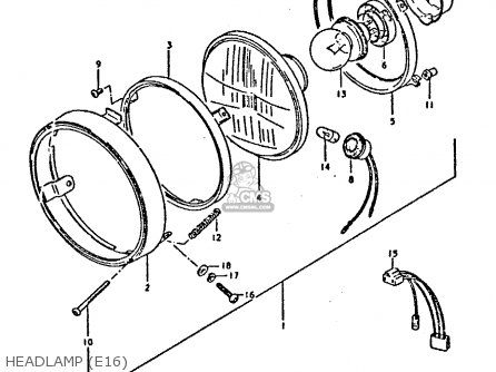 HEADLAMP (E16) - TS250ER 1980 (T) (01 02 E04 E09 E16 E17 E18 E21 E22 E24 E30 E39)