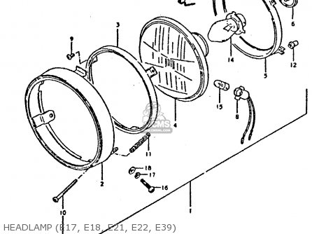 HEADLAMP (E17, E18, E21, E22, E39) - TS250ER 1980 (T) (01 02 E04 E09 E16 E17 E18 E21 E22 E24 E30 E39)