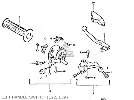 LEFT HANDLE SWITCH (E22, E39) - TS250ER 1980 (T) (01 02 E04 E09 E16 E17 E18 E21 E22 E24 E30 E39)