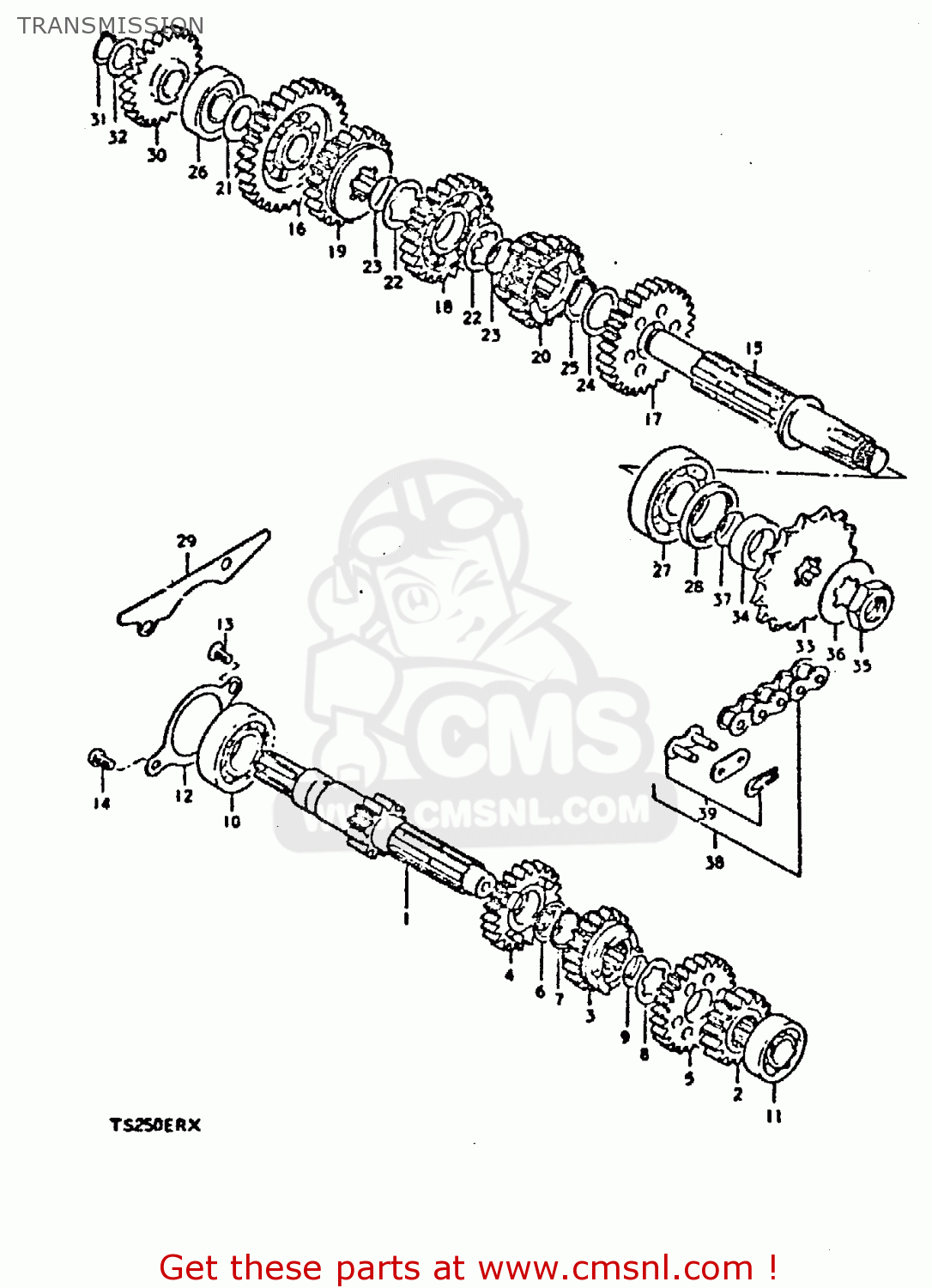 TRANSMISSION TS250ER 1981 (X) (E1 E2 E4 E09 E16 E17 E18 E21 E22 E24 E30 E39)
