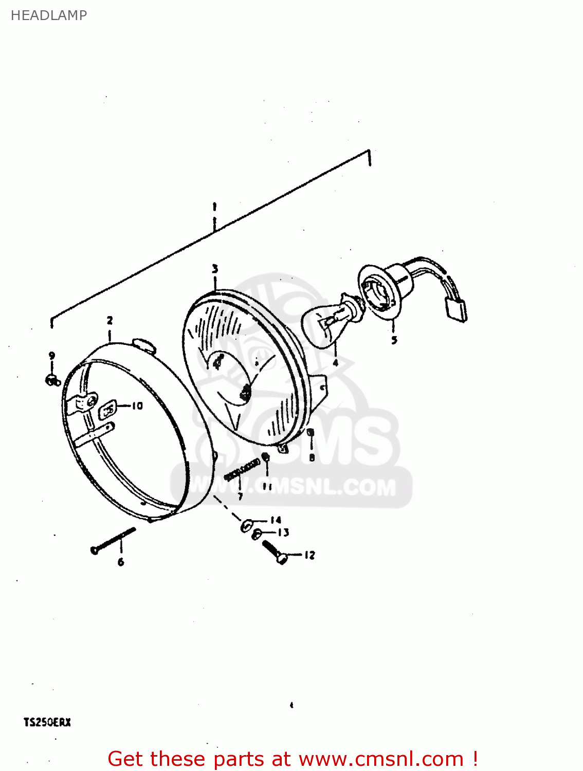 HEADLAMP TS250ER 1981 (X) (E1 E2 E4 E09 E16 E17 E18 E21 E22 E24 E30 E39)