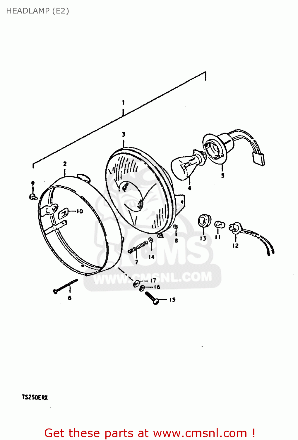 HEADLAMP (E2) TS250ER 1981 (X) (E1 E2 E4 E09 E16 E17 E18 E21 E22 E24 E30 E39)