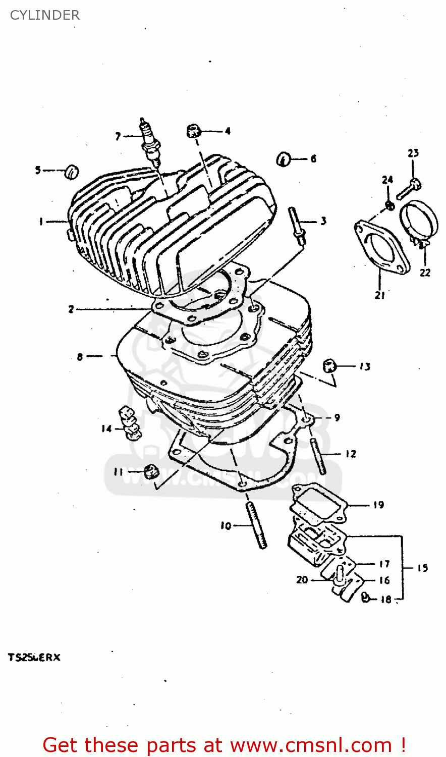 CYLINDER TS250ER 1981 (X) (E1 E2 E4 E09 E16 E17 E18 E21 E22 E24 E30 E39)