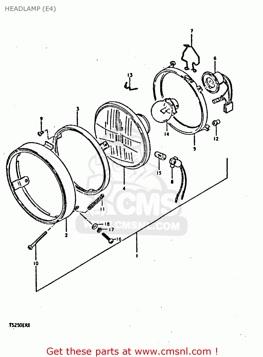 HEADLAMP (E4) TS250ER 1981 (X) (E1 E2 E4 E09 E16 E17 E18 E21 E22 E24 E30 E39)