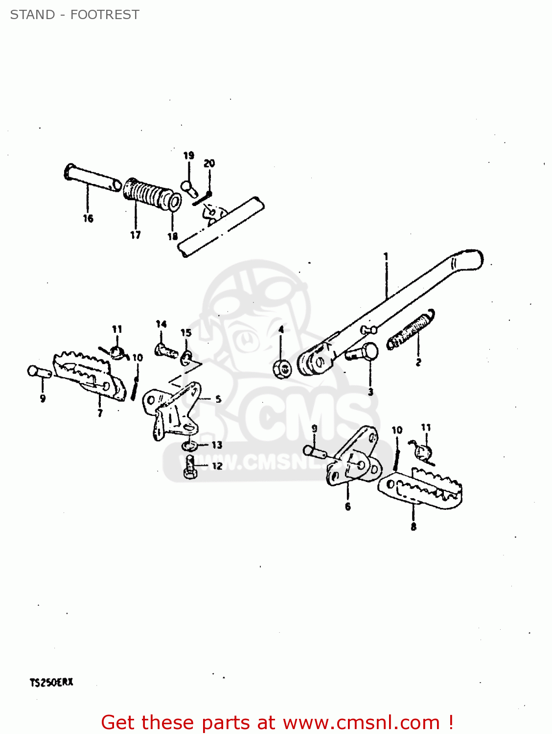 STAND - FOOTREST TS250ER 1981 (X) (E1 E2 E4 E09 E16 E17 E18 E21 E22 E24 E30 E39)