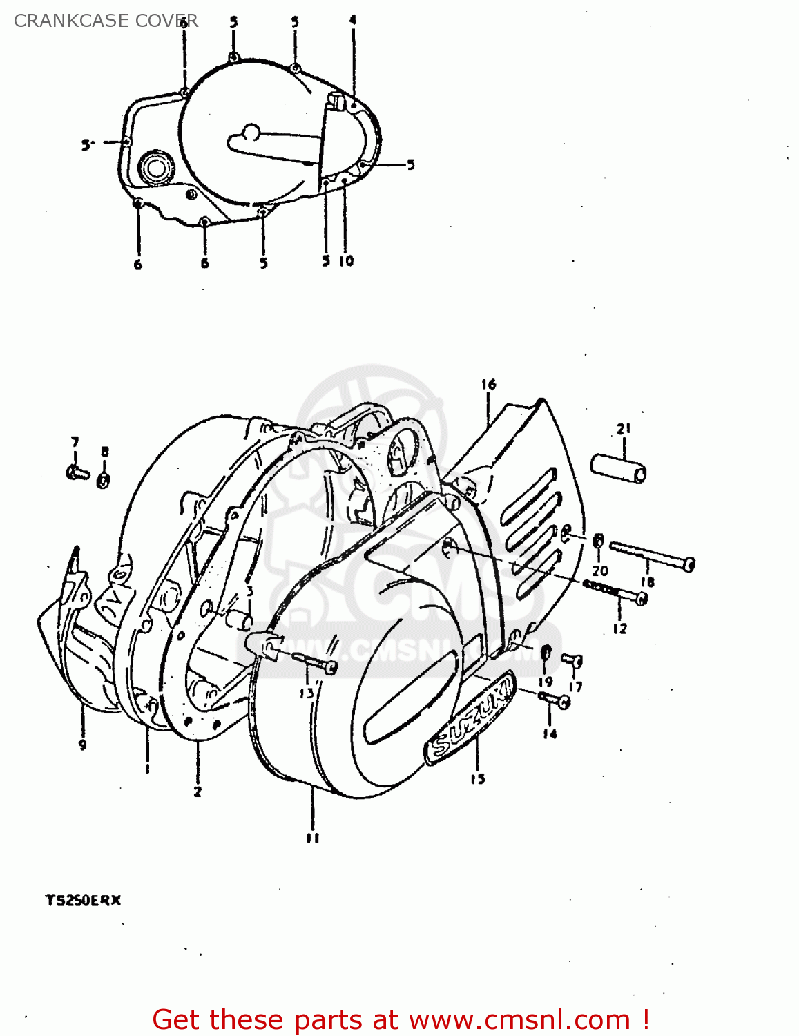 CRANKCASE COVER TS250ER 1981 (X) (E1 E2 E4 E09 E16 E17 E18 E21 E22 E24 E30 E39)