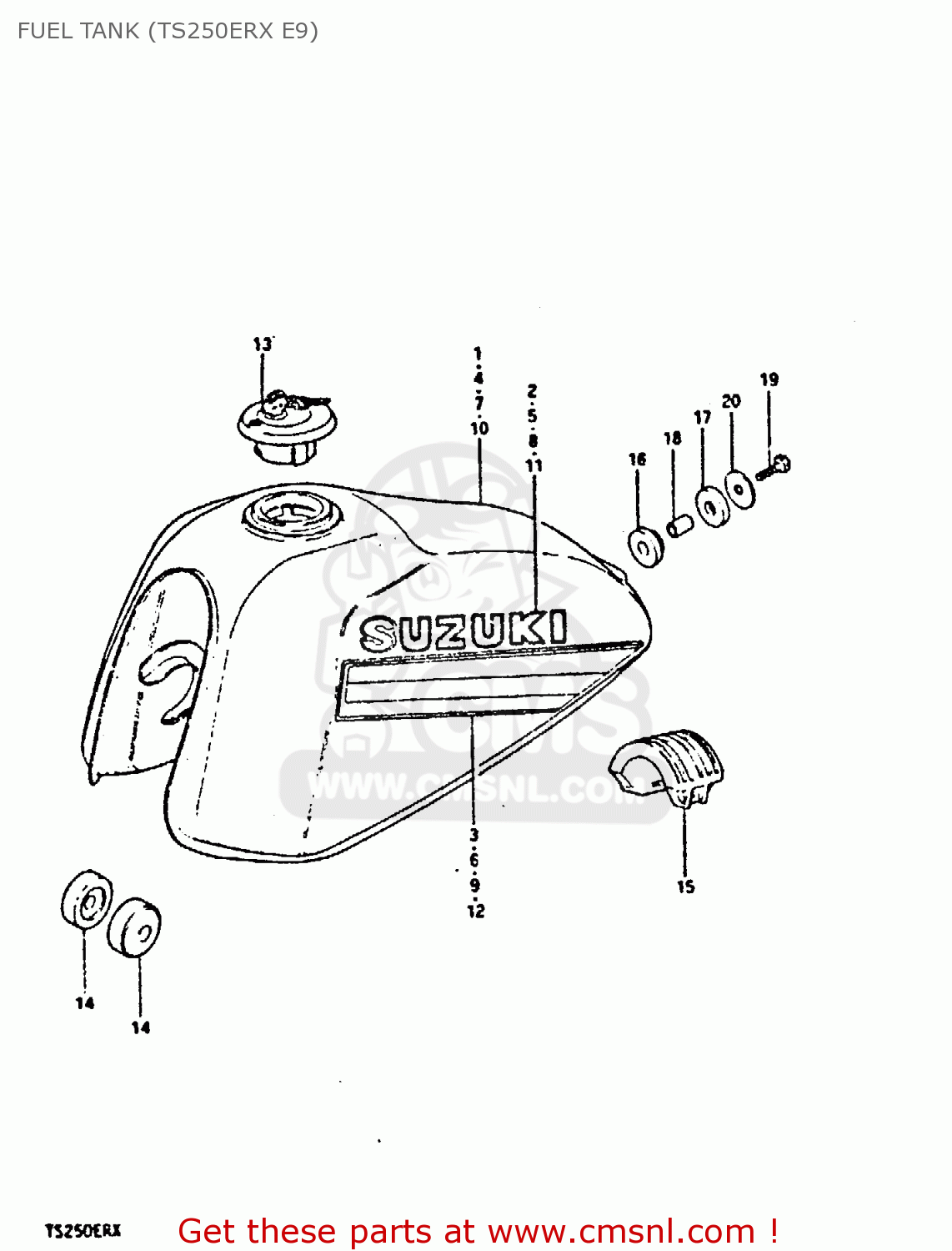 FUEL TANK (TS250ERX E9) TS250ER 1981 (X) (E1 E2 E4 E09 E16 E17 E18 E21 E22 E24 E30 E39)
