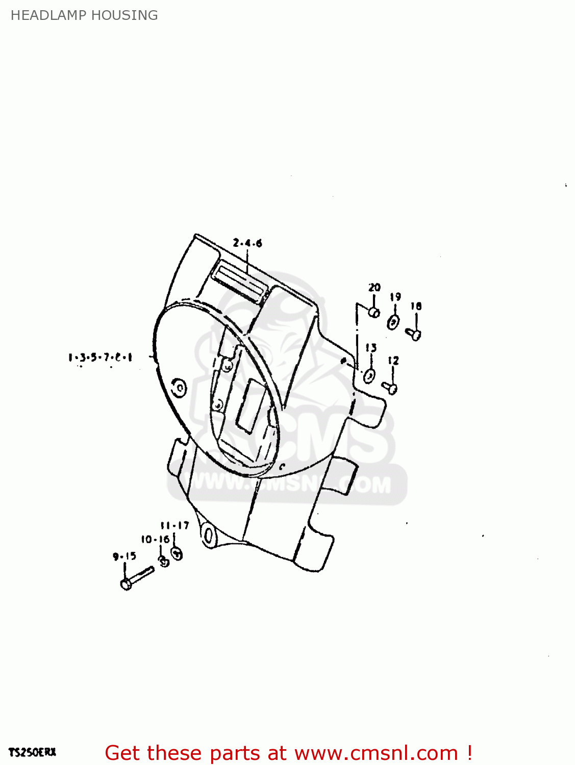 HEADLAMP HOUSING TS250ER 1981 (X) (E1 E2 E4 E09 E16 E17 E18 E21 E22 E24 E30 E39)