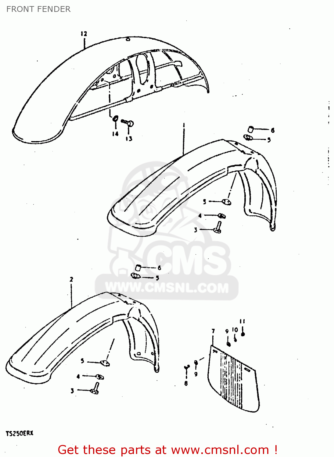 FRONT FENDER TS250ER 1981 (X) (E1 E2 E4 E09 E16 E17 E18 E21 E22 E24 E30 E39)