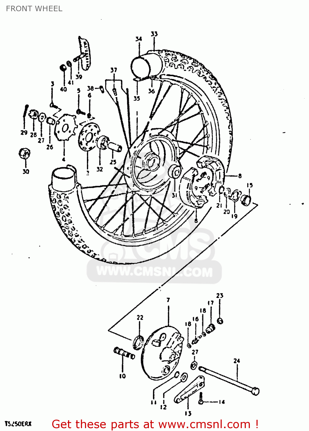 FRONT WHEEL TS250ER 1981 (X) (E1 E2 E4 E09 E16 E17 E18 E21 E22 E24 E30 E39)
