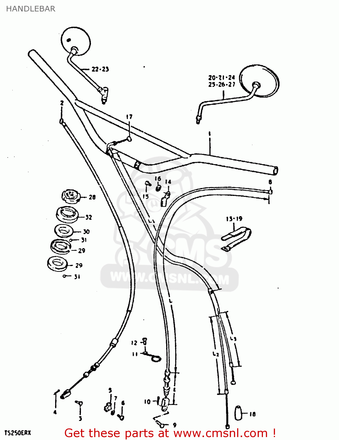 HANDLEBAR TS250ER 1981 (X) (E1 E2 E4 E09 E16 E17 E18 E21 E22 E24 E30 E39)