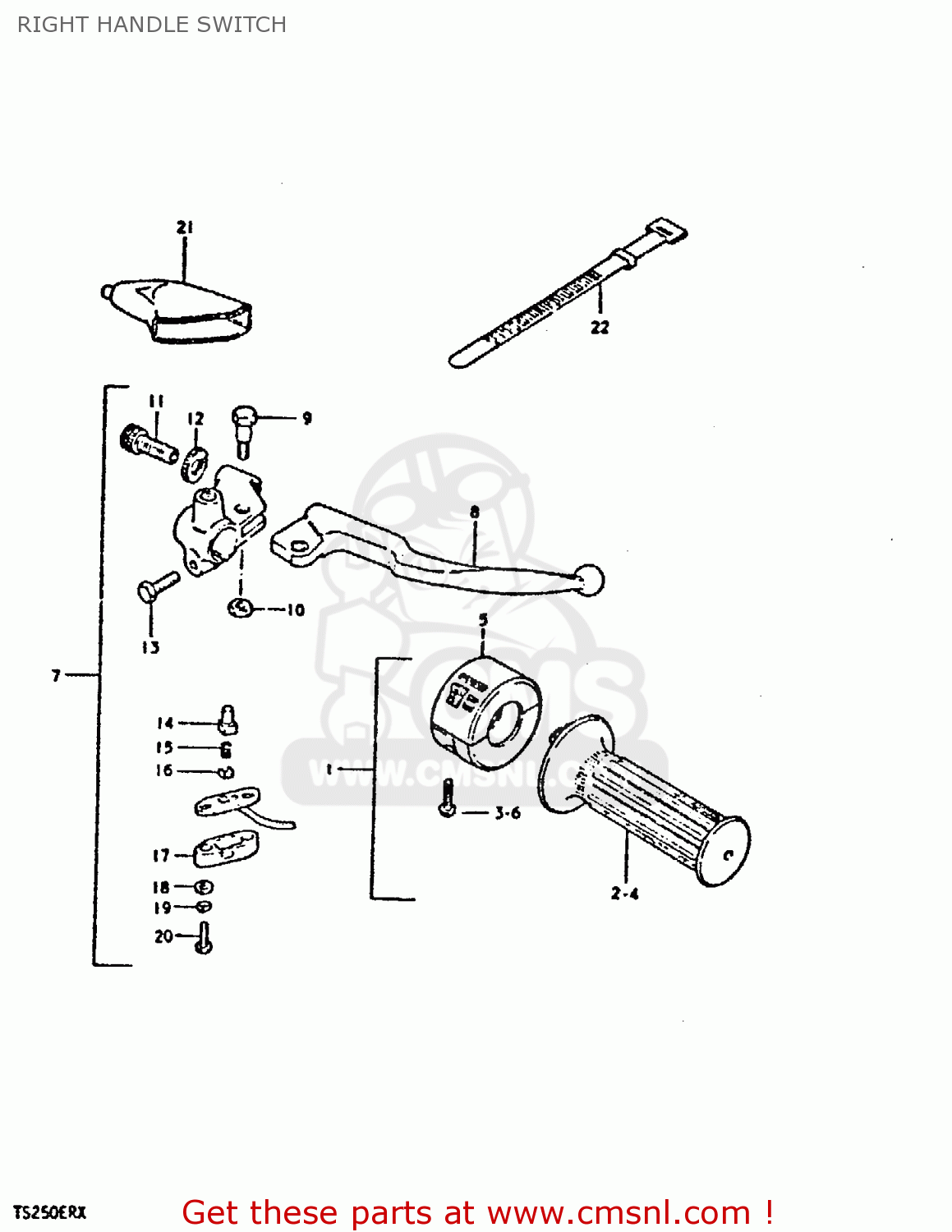 RIGHT HANDLE SWITCH TS250ER 1981 (X) (E1 E2 E4 E09 E16 E17 E18 E21 E22 E24 E30 E39)