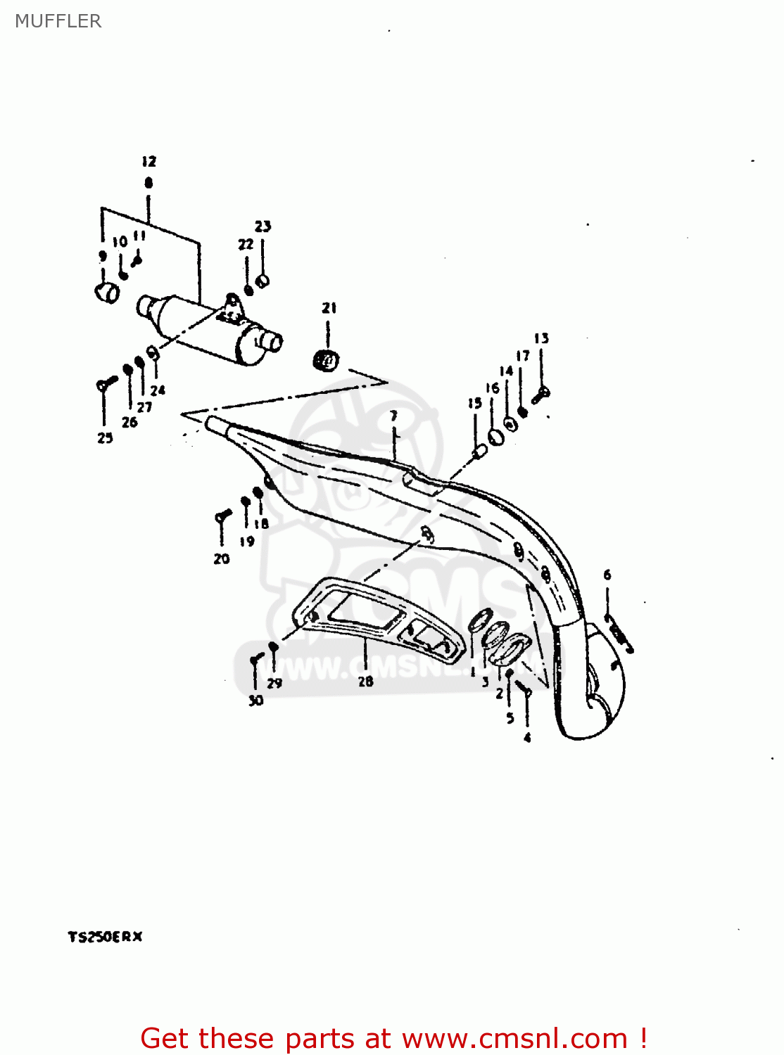MUFFLER TS250ER 1981 (X) (E1 E2 E4 E09 E16 E17 E18 E21 E22 E24 E30 E39)