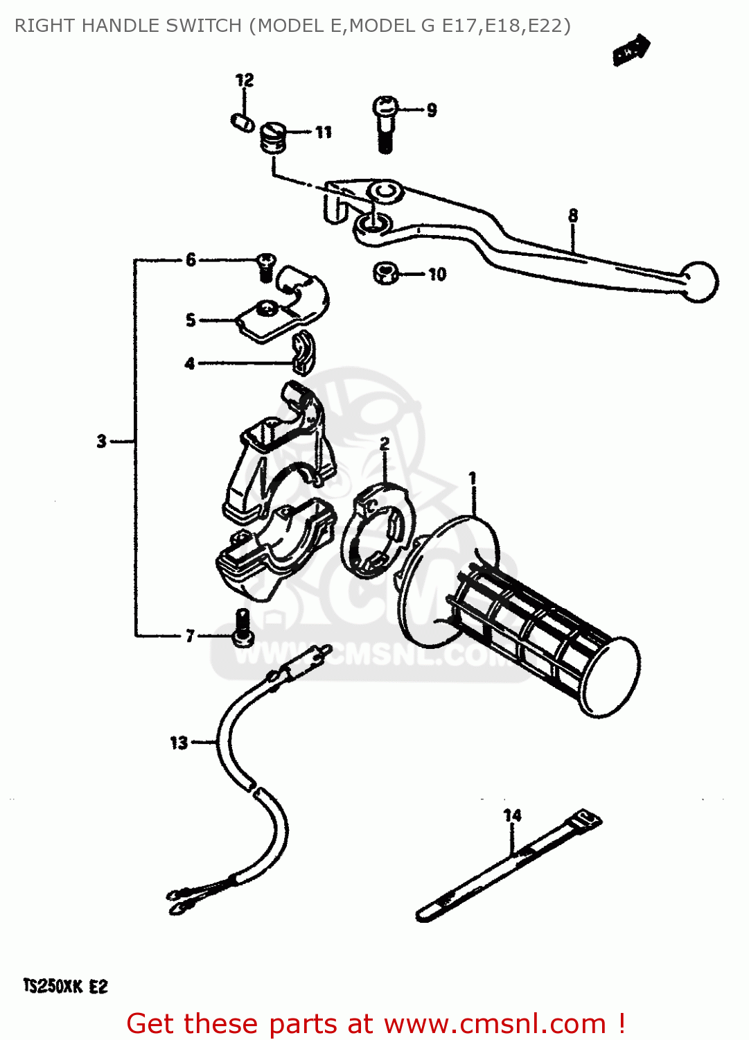 RIGHT HANDLE SWITCH (MODEL E,MODEL G E17,E18,E22) TS250X 1984 (E) (E01 E04 E17 E18 E21 E24)