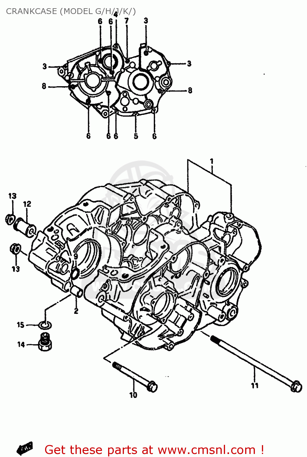 CRANKCASE (MODEL G/H/J/K/) TS250X 1984 (E) (E01 E04 E17 E18 E21 E24)