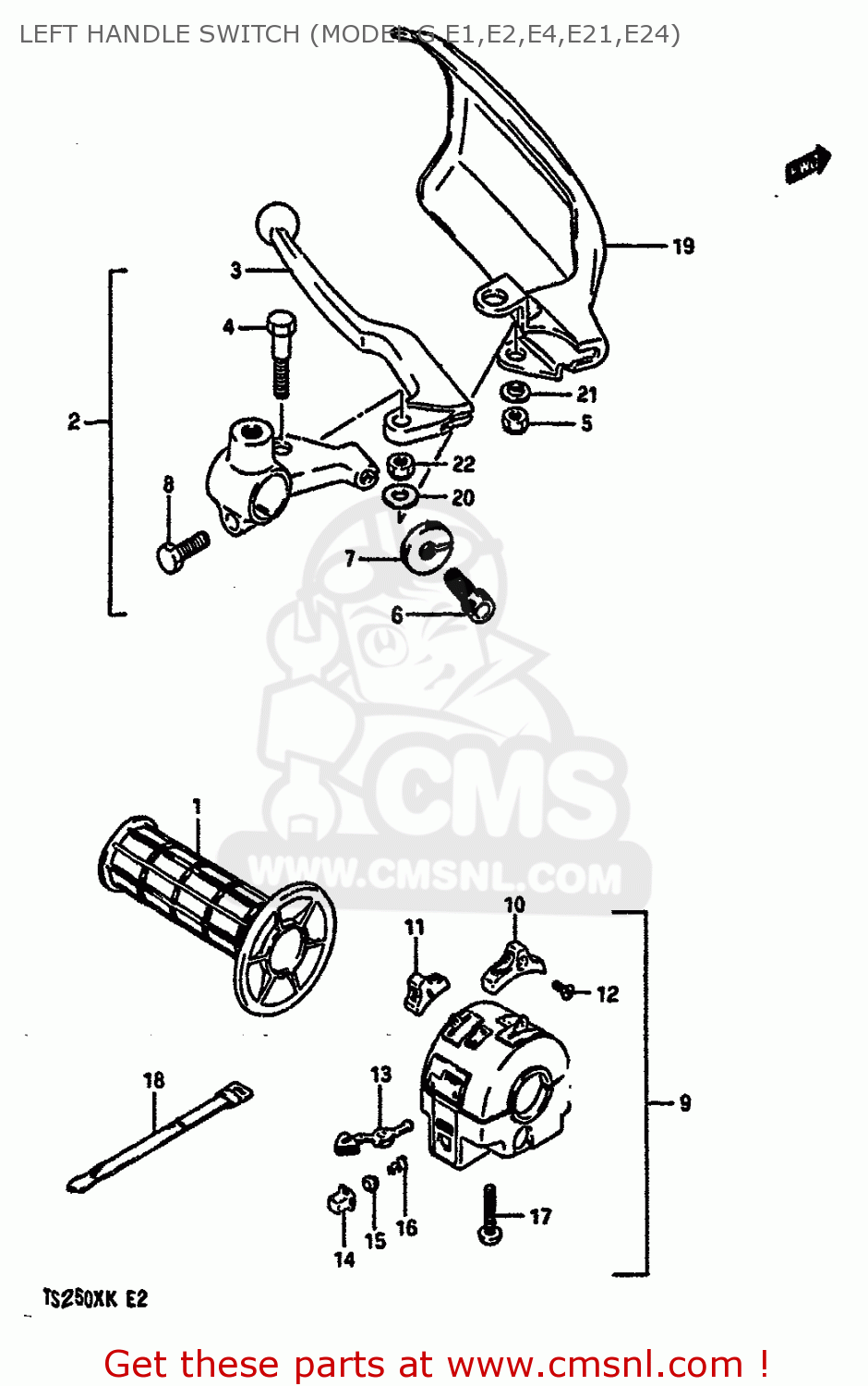 LEFT HANDLE SWITCH (MODEL G E1,E2,E4,E21,E24) TS250X 1984 (E) (E01 E04 E17 E18 E21 E24)