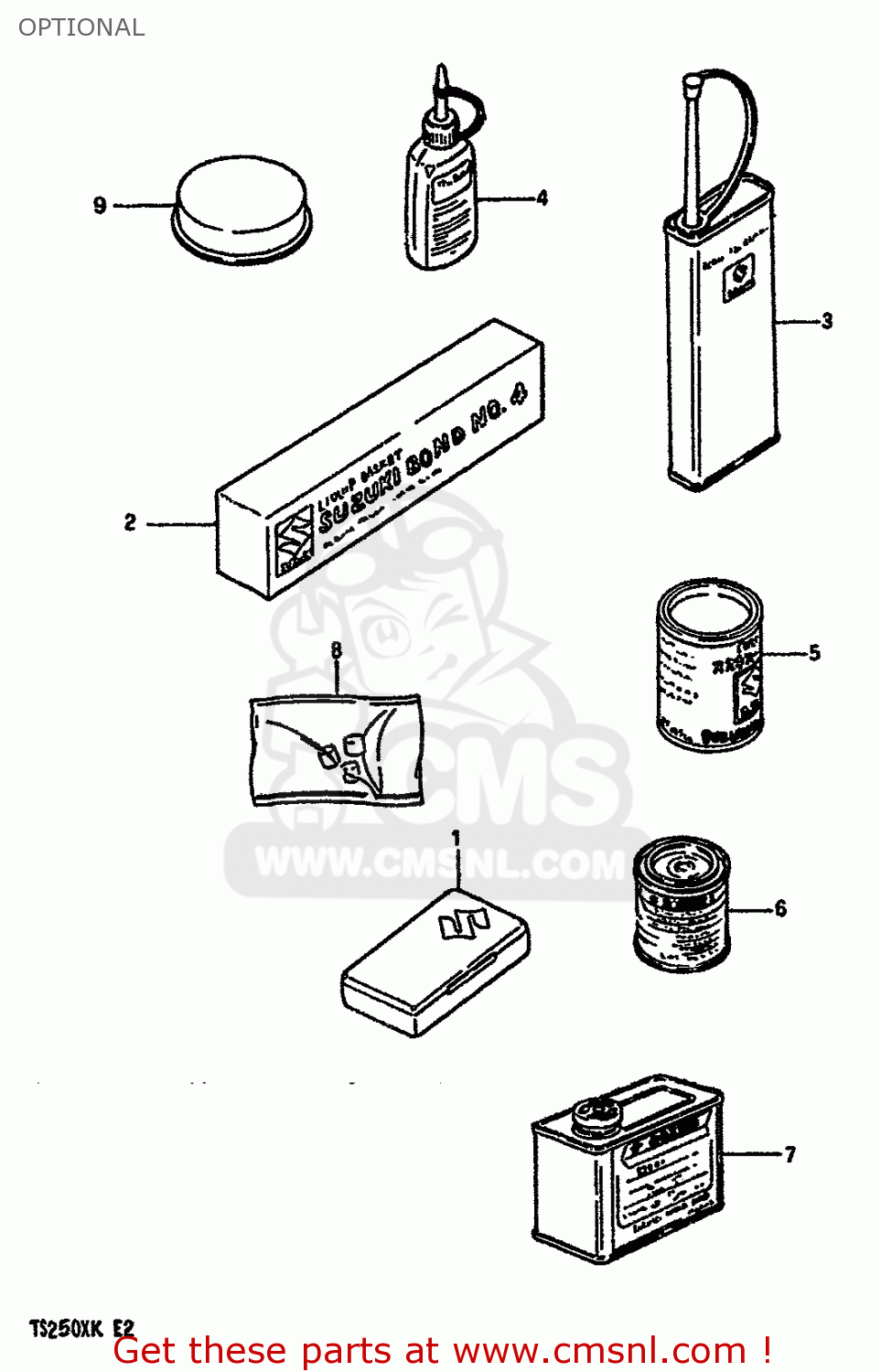 OPTIONAL TS250X 1984 (E) (E01 E04 E17 E18 E21 E24)