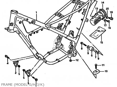 FRAME (MODEL G/H/J/K) - TS250X 1984 (E) (E01 E04 E17 E18 E21 E24)