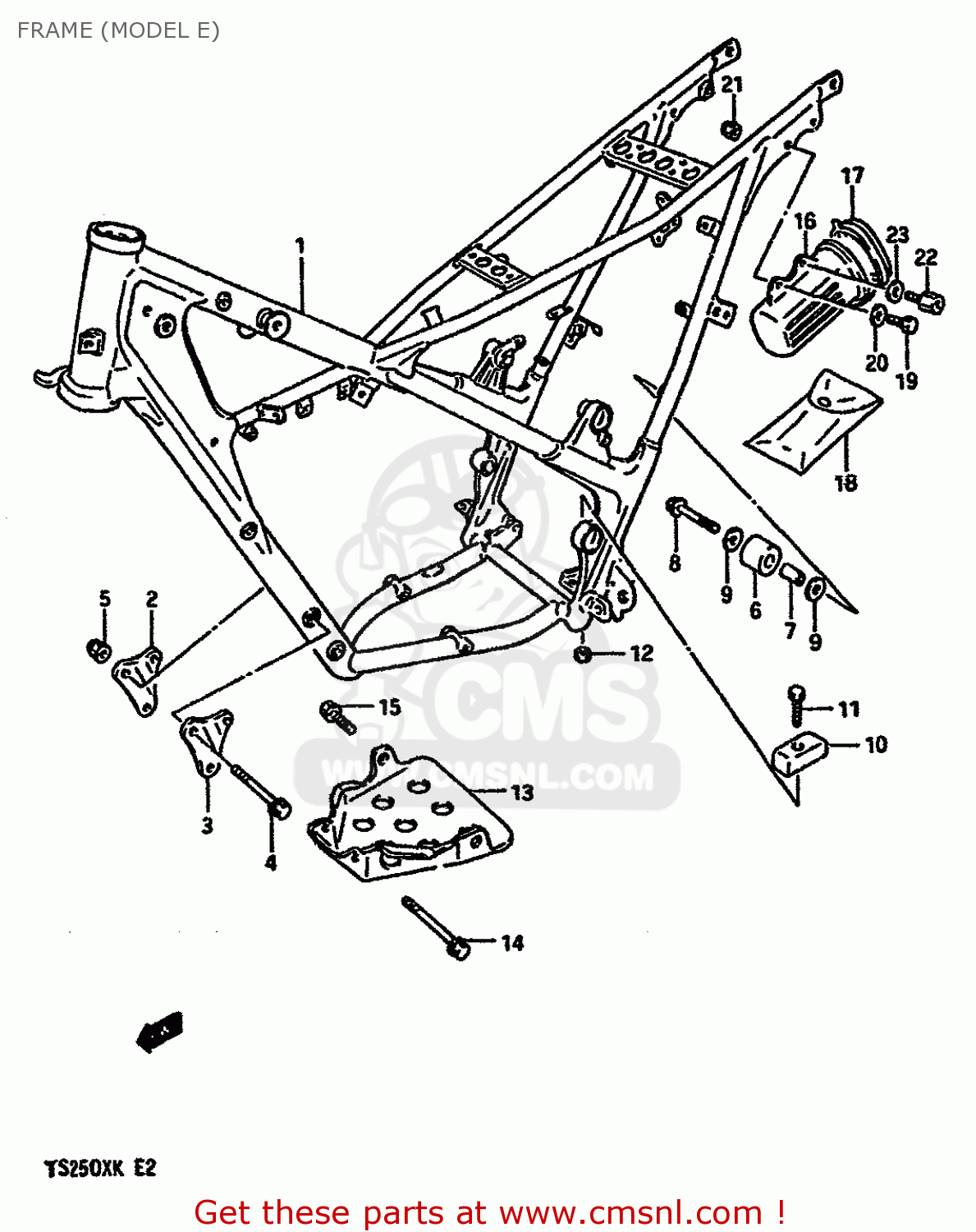 FRAME (MODEL E) TS250X 1986 (G) (E01 E02 E04 E17 E18 E21 E22 E24)