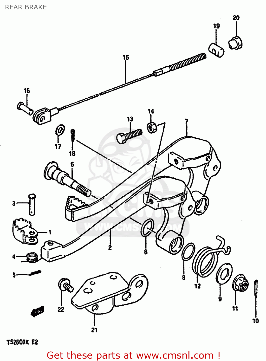 REAR BRAKE TS250X 1986 (G) (E01 E02 E04 E17 E18 E21 E22 E24)
