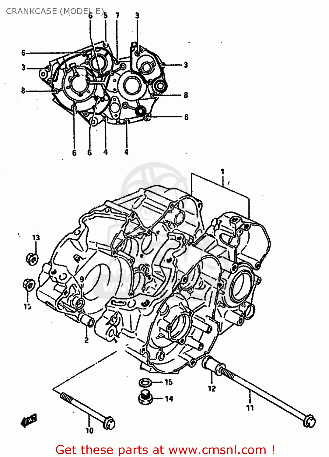 CRANKCASE (MODEL E) TS250X 1986 (G) (E01 E02 E04 E17 E18 E21 E22 E24)