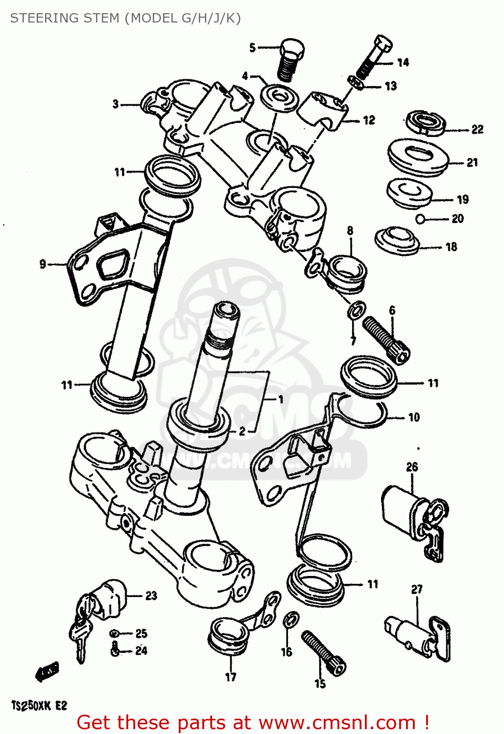 STEERING STEM (MODEL G/H/J/K) TS250X 1986 (G) (E01 E02 E04 E17 E18 E21 E22 E24)