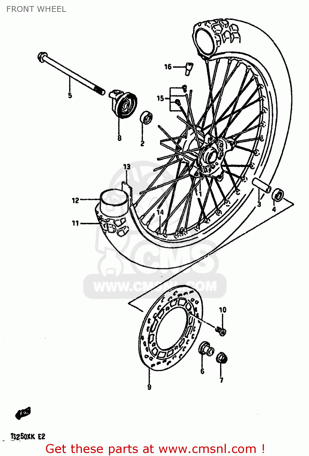 FRONT WHEEL TS250X 1986 (G) (E01 E02 E04 E17 E18 E21 E22 E24)