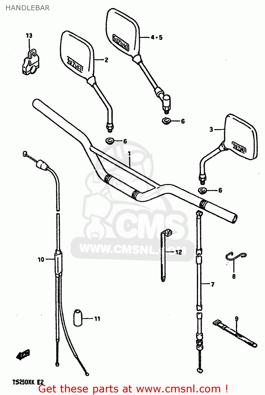 HANDLEBAR TS250X 1986 (G) (E01 E02 E04 E17 E18 E21 E22 E24)
