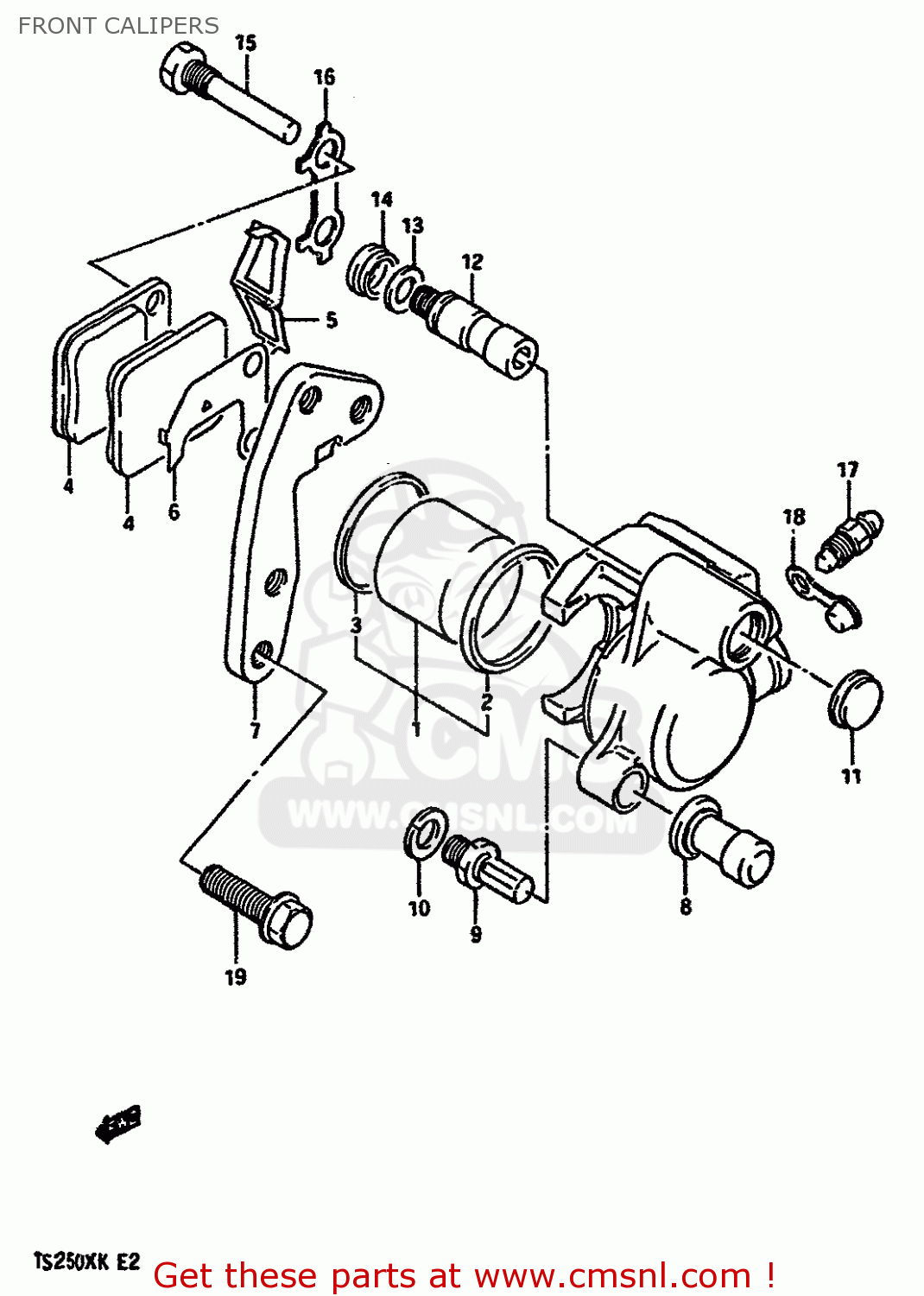 FRONT CALIPERS TS250X 1986 (G) (E01 E02 E04 E17 E18 E21 E22 E24)
