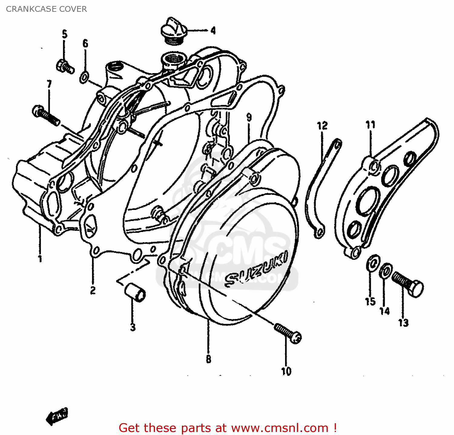 CRANKCASE COVER TS250X 1986 (G) (E01 E02 E04 E17 E18 E21 E22 E24)