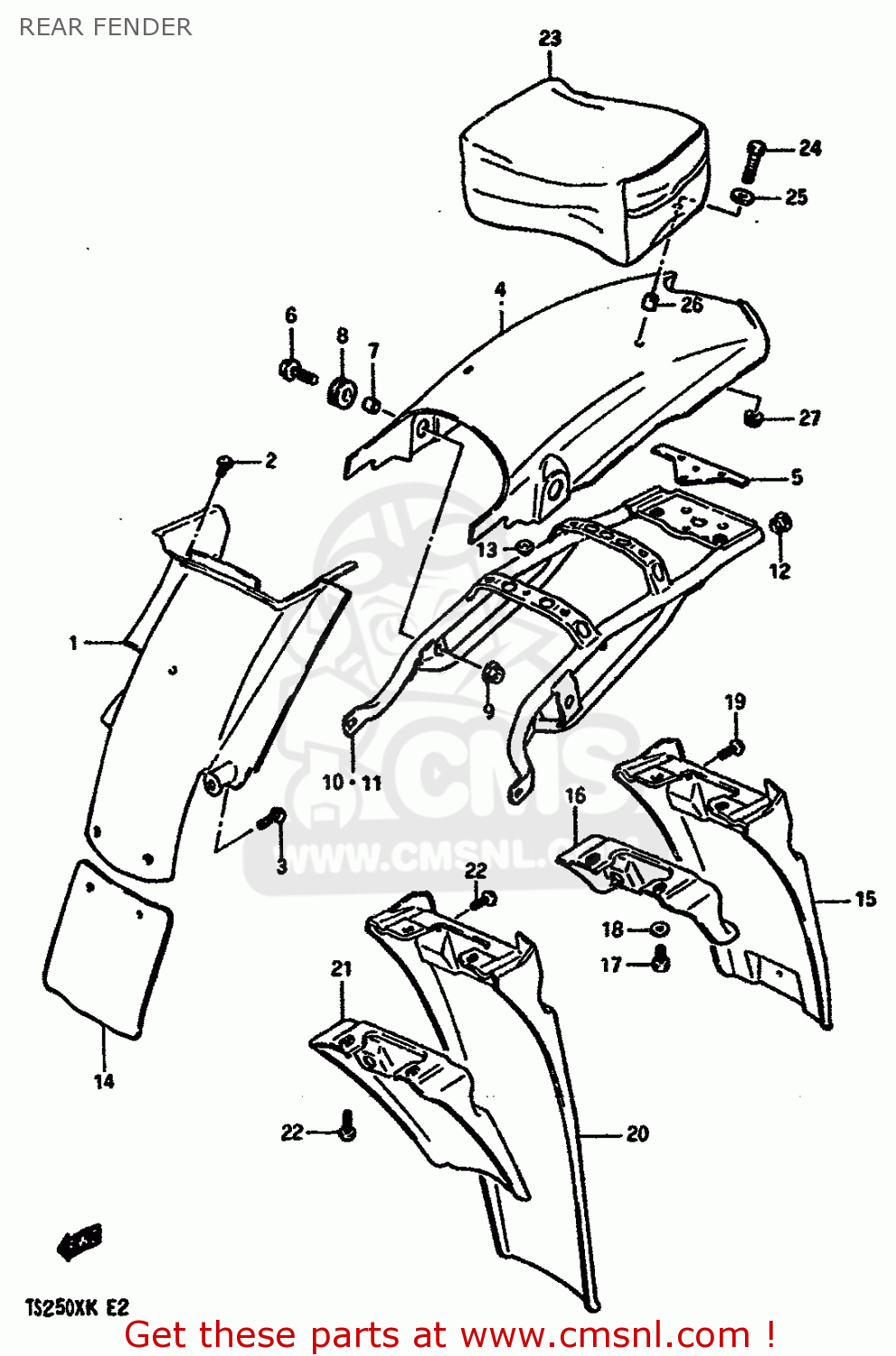 REAR FENDER TS250X 1986 (G) (E01 E02 E04 E17 E18 E21 E22 E24)