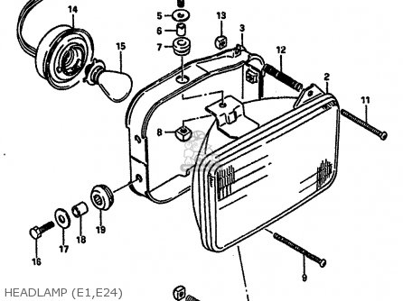 HEADLAMP (E1,E24) - TS250X 1986 (G) (E01 E02 E04 E17 E18 E21 E22 E24)