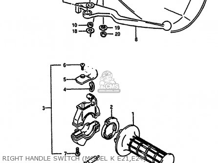 RIGHT HANDLE SWITCH (MODEL K E21,E24) - TS250X 1986 (G) (E01 E02 E04 E17 E18 E21 E22 E24)