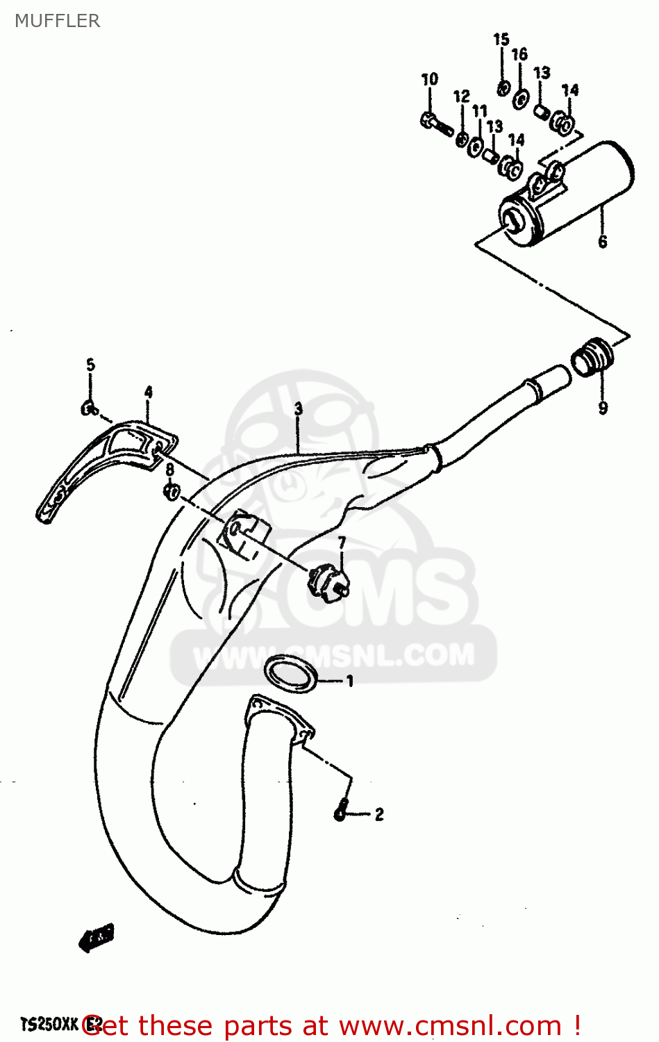 MUFFLER TS250X 1987 (H) (E01 E02 E15 E16 E17 E21 E22 E24 E25)
