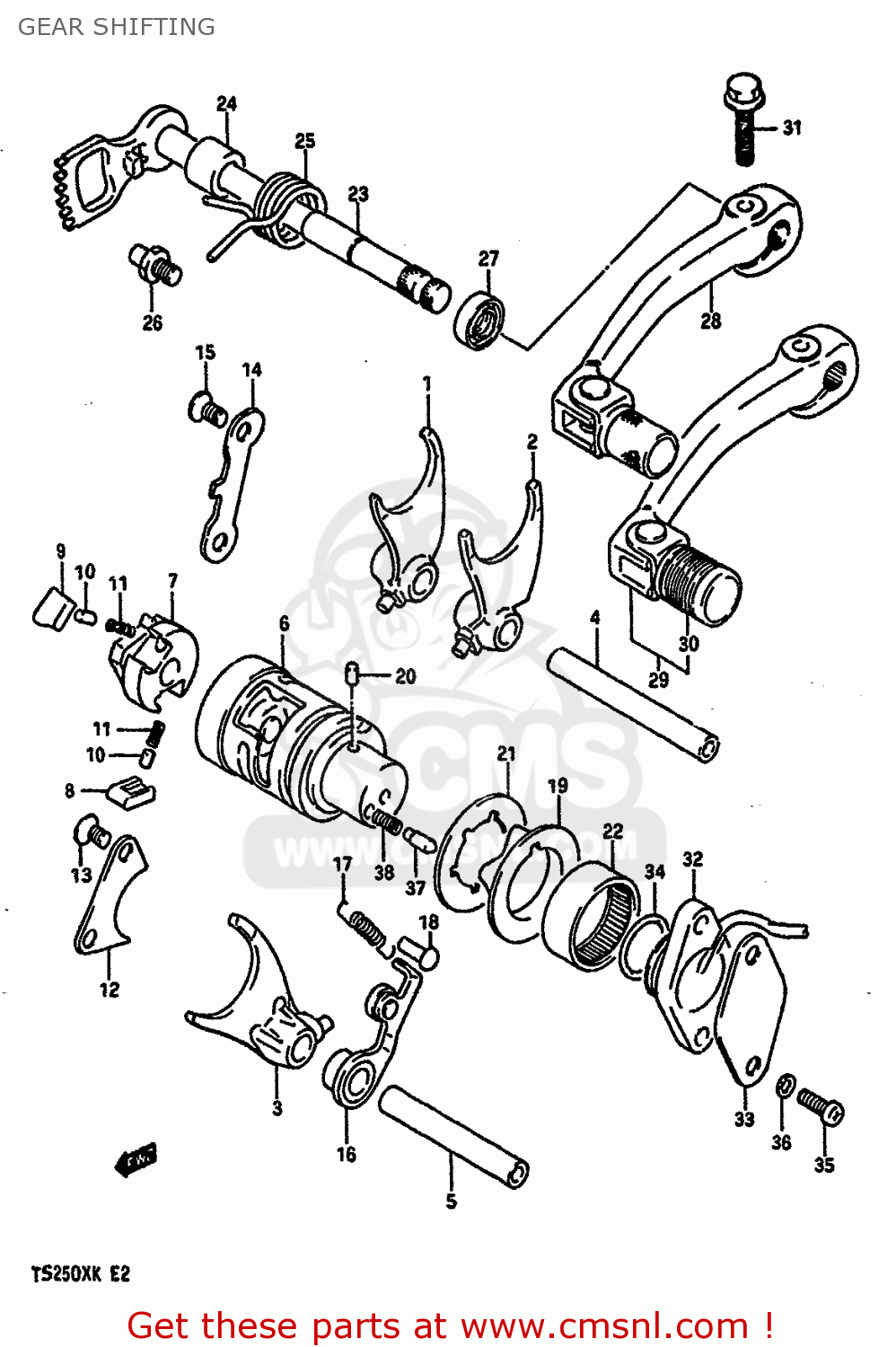 GEAR SHIFTING TS250X 1987 (H) (E01 E02 E15 E16 E17 E21 E22 E24 E25)