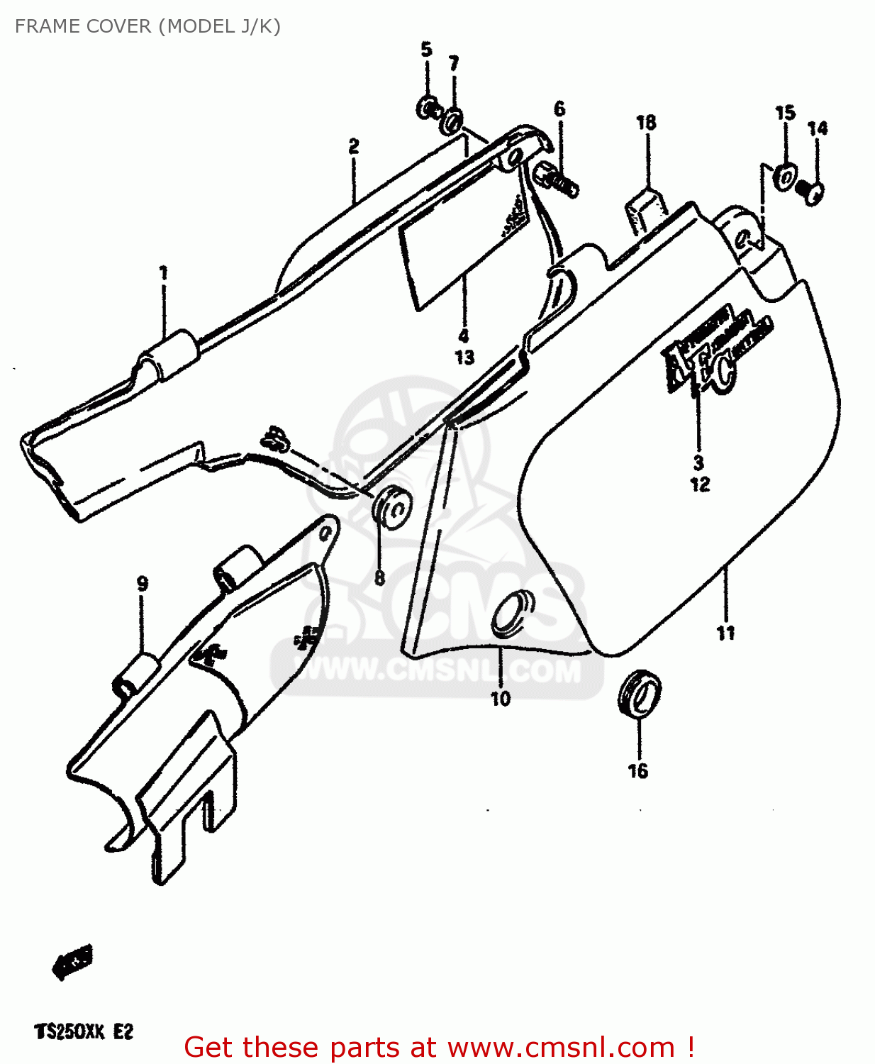 FRAME COVER (MODEL J/K) TS250X 1987 (H) (E01 E02 E15 E16 E17 E21 E22 E24 E25)
