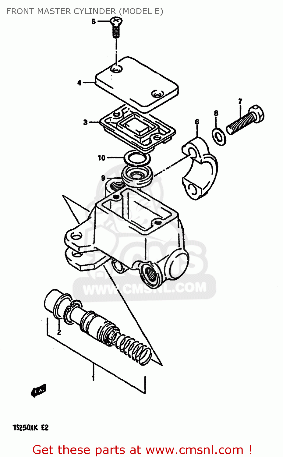 FRONT MASTER CYLINDER (MODEL E) TS250X 1987 (H) (E01 E02 E15 E16 E17 E21 E22 E24 E25)