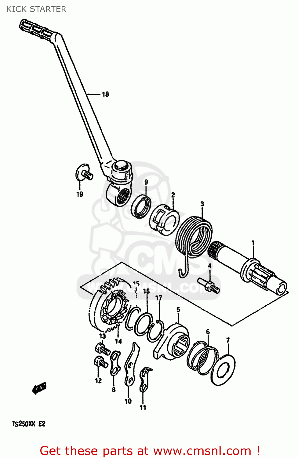 KICK STARTER TS250X 1988 (J) (E02 E15 E16 E17 E21 E22 E24)