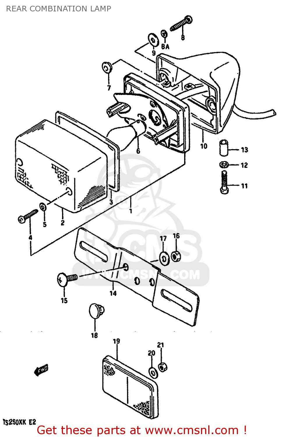 REAR COMBINATION LAMP TS250X 1988 (J) (E02 E15 E16 E17 E21 E22 E24)