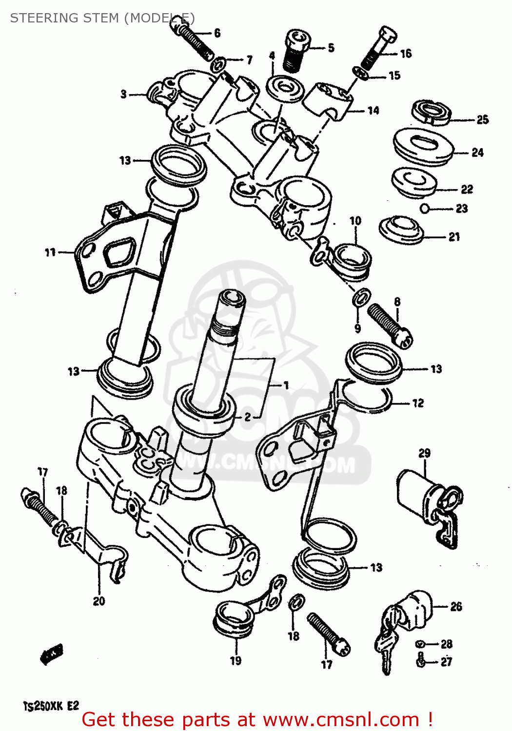 STEERING STEM (MODEL E) TS250X 1988 (J) (E02 E15 E16 E17 E21 E22 E24)