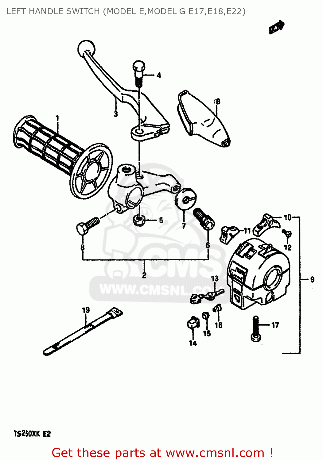 LEFT HANDLE SWITCH (MODEL E,MODEL G E17,E18,E22) TS250X 1988 (J) (E02 E15 E16 E17 E21 E22 E24)