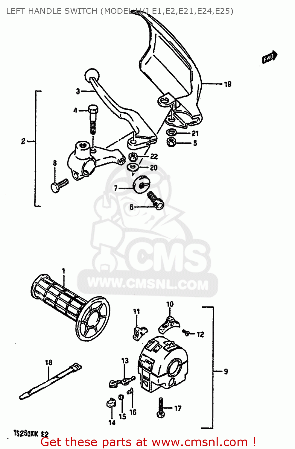 LEFT HANDLE SWITCH (MODEL H/J E1,E2,E21,E24,E25) TS250X 1988 (J) (E02 E15 E16 E17 E21 E22 E24)