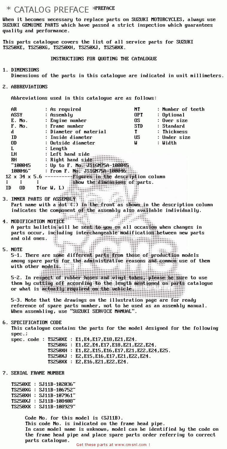 * CATALOG PREFACE * TS250X 1988 (J) (E02 E15 E16 E17 E21 E22 E24)