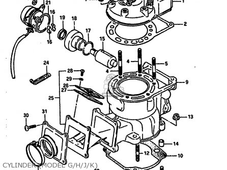 CYLINDER (MODEL G/H/J/K) - TS250X 1988 (J) (E02 E15 E16 E17 E21 E22 E24)