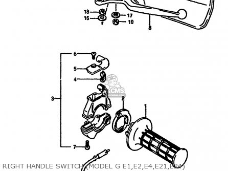 RIGHT HANDLE SWITCH (MODEL G E1,E2,E4,E21,E24) - TS250X 1988 (J) (E02 E15 E16 E17 E21 E22 E24)