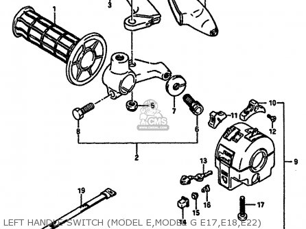 LEFT HANDLE SWITCH (MODEL E,MODEL G E17,E18,E22) - TS250X 1988 (J) (E02 E15 E16 E17 E21 E22 E24)