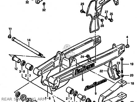 REAR SWINGING ARM - TS250X 1988 (J) (E02 E15 E16 E17 E21 E22 E24)