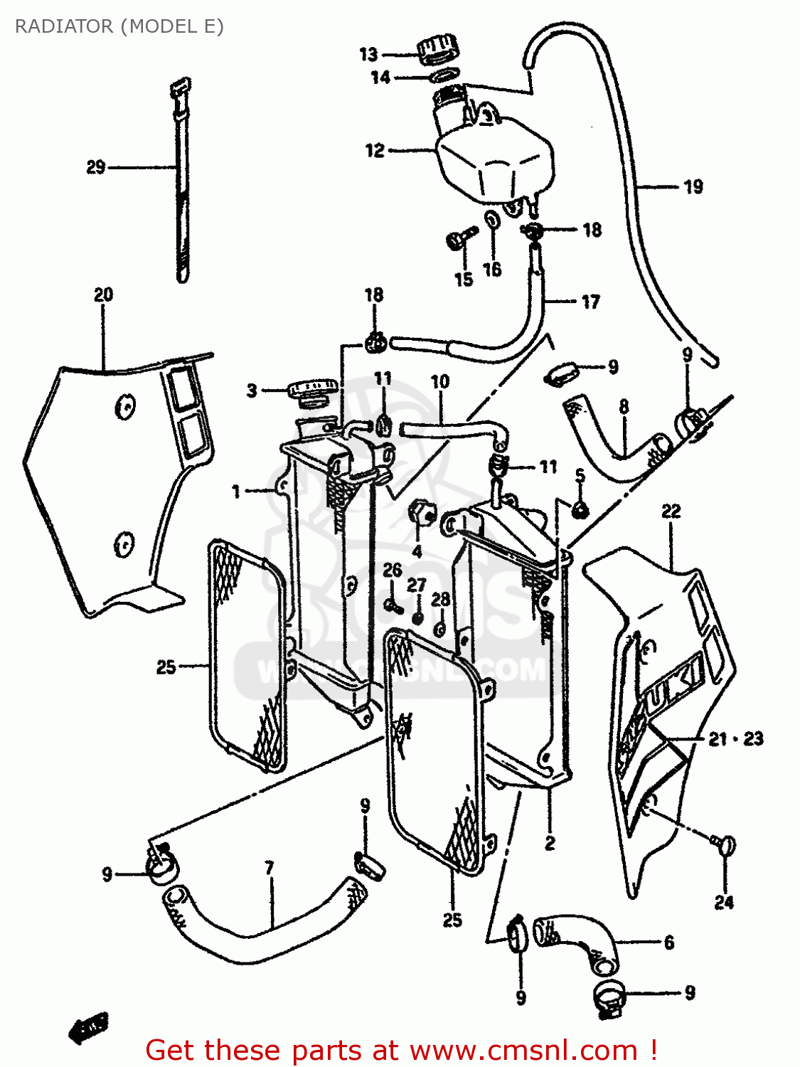 RADIATOR (MODEL E) TS250X 1989 (K) (E02 E16 E21 E22 E24)
