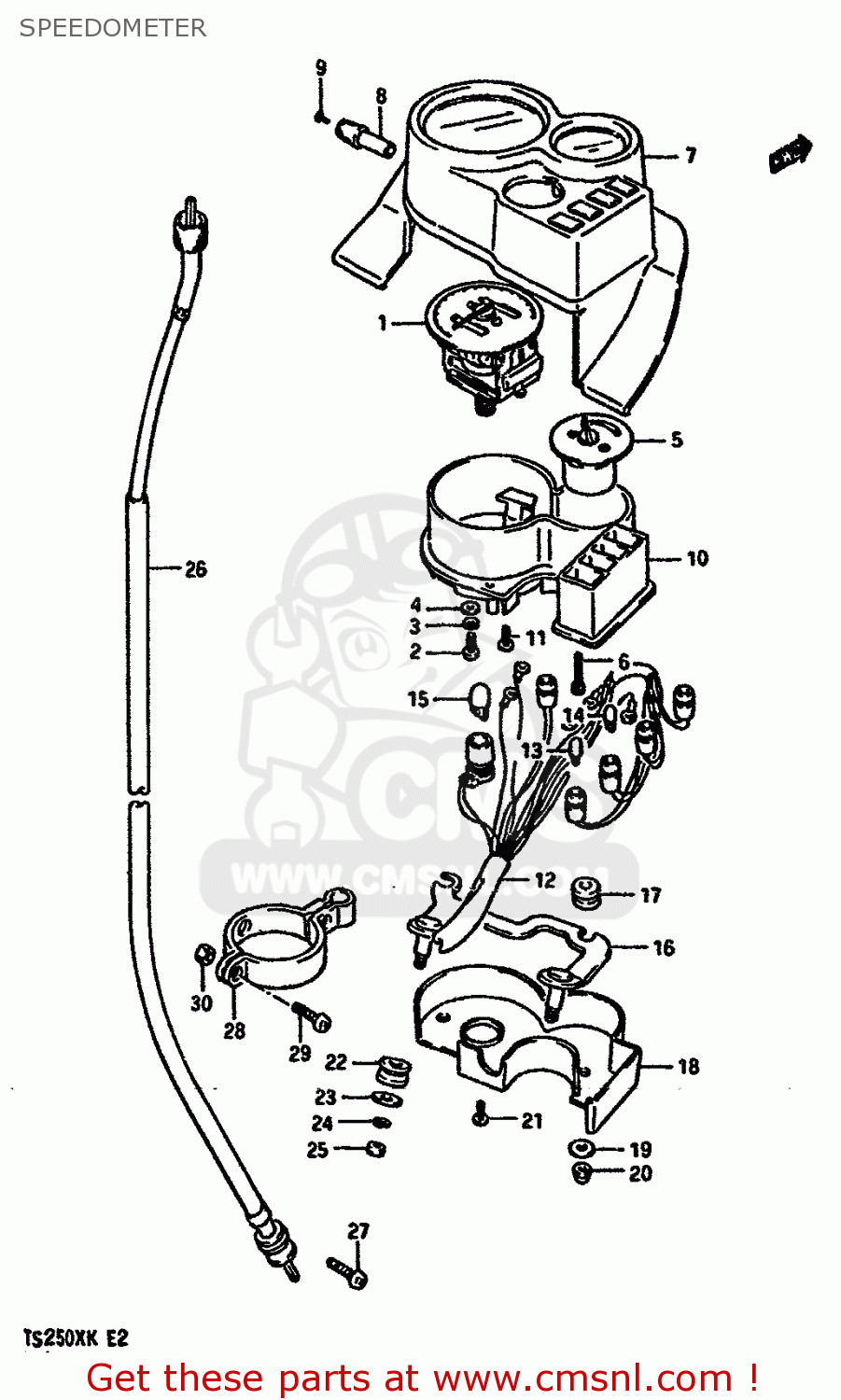 SPEEDOMETER TS250X 1989 (K) (E02 E16 E21 E22 E24)